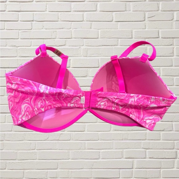 PINK Wear Everywhere Super Push-Up Bra 38DD Marble Swirl Pink White - Picture 3 of 5